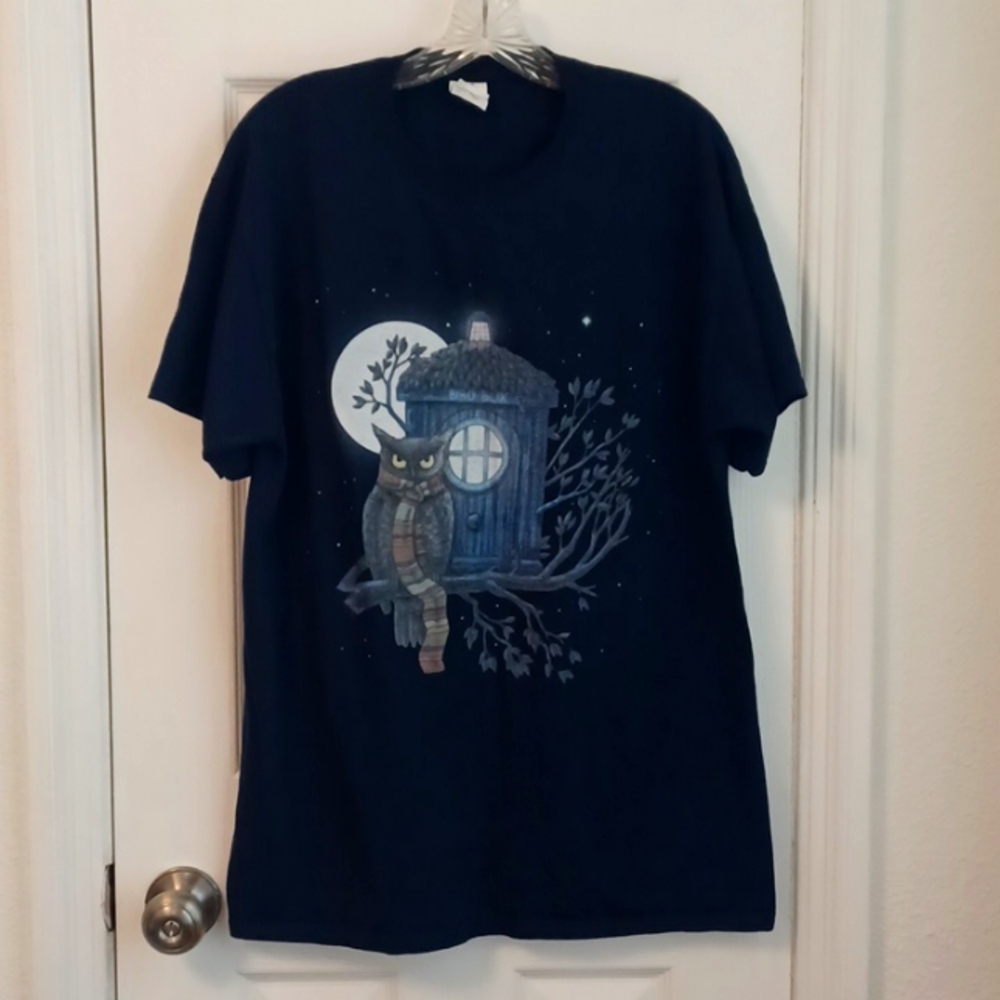 Hanes HD navy blue owl t-shirt